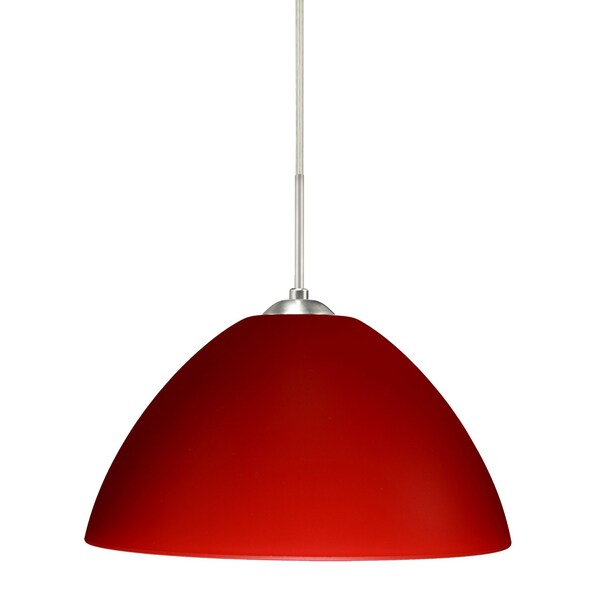 Besa Lighting Tessa Cord Pendant, Red Matte, Satin Nickel Finish, 1x9W LED 1JT-420131-LED-SN - main